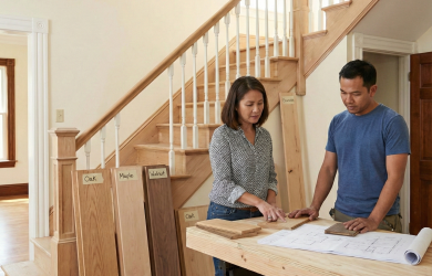 สร้างรูปเสมือนจริงสัดส่วน 1:1 สำหรับประกอบบทความ สุดยอดคู่มือ: การเลือกใช้ไม้บันไดที่ดี ต้องพิจารณาอะไรบ้าง เพื่อความปลอดภัยและความสวยงามที่ยั่งยืน