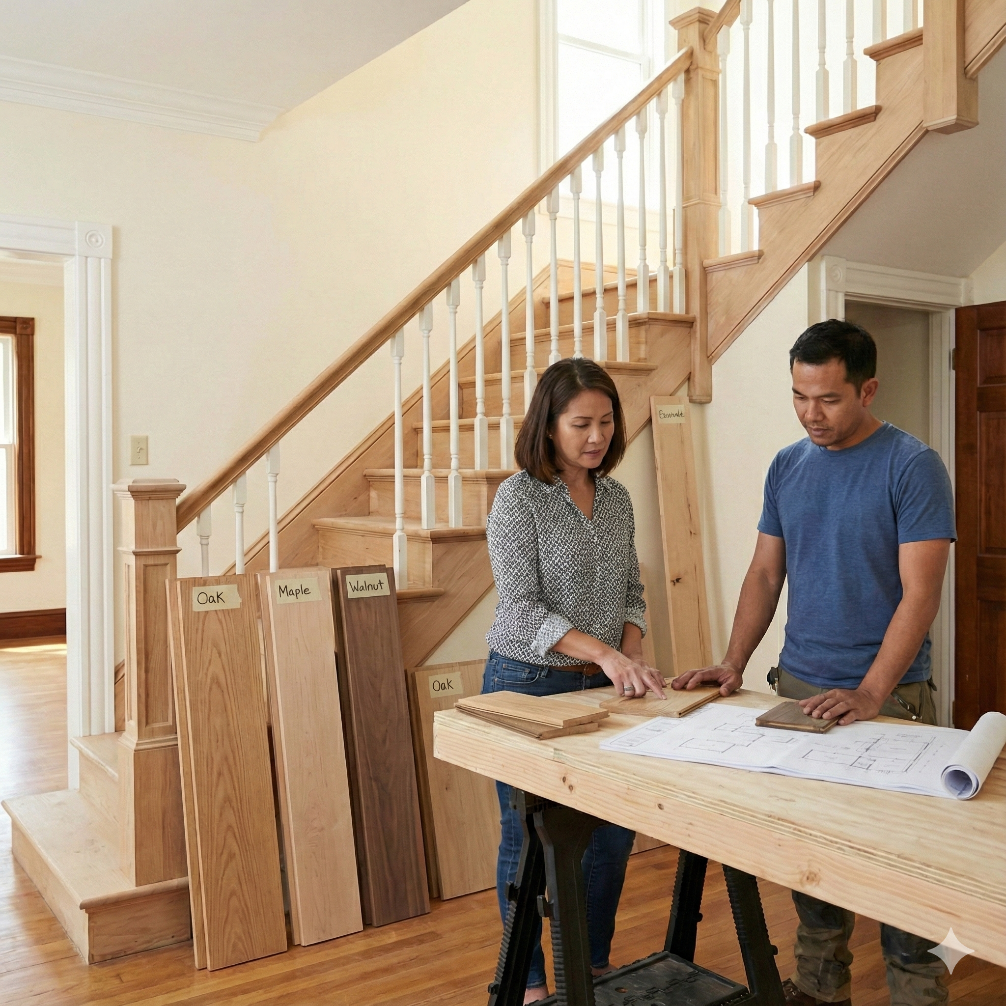 สร้างรูปเสมือนจริงสัดส่วน 1:1 สำหรับประกอบบทความ สุดยอดคู่มือ: การเลือกใช้ไม้บันไดที่ดี ต้องพิจารณาอะไรบ้าง เพื่อความปลอดภัยและความสวยงามที่ยั่งยืน