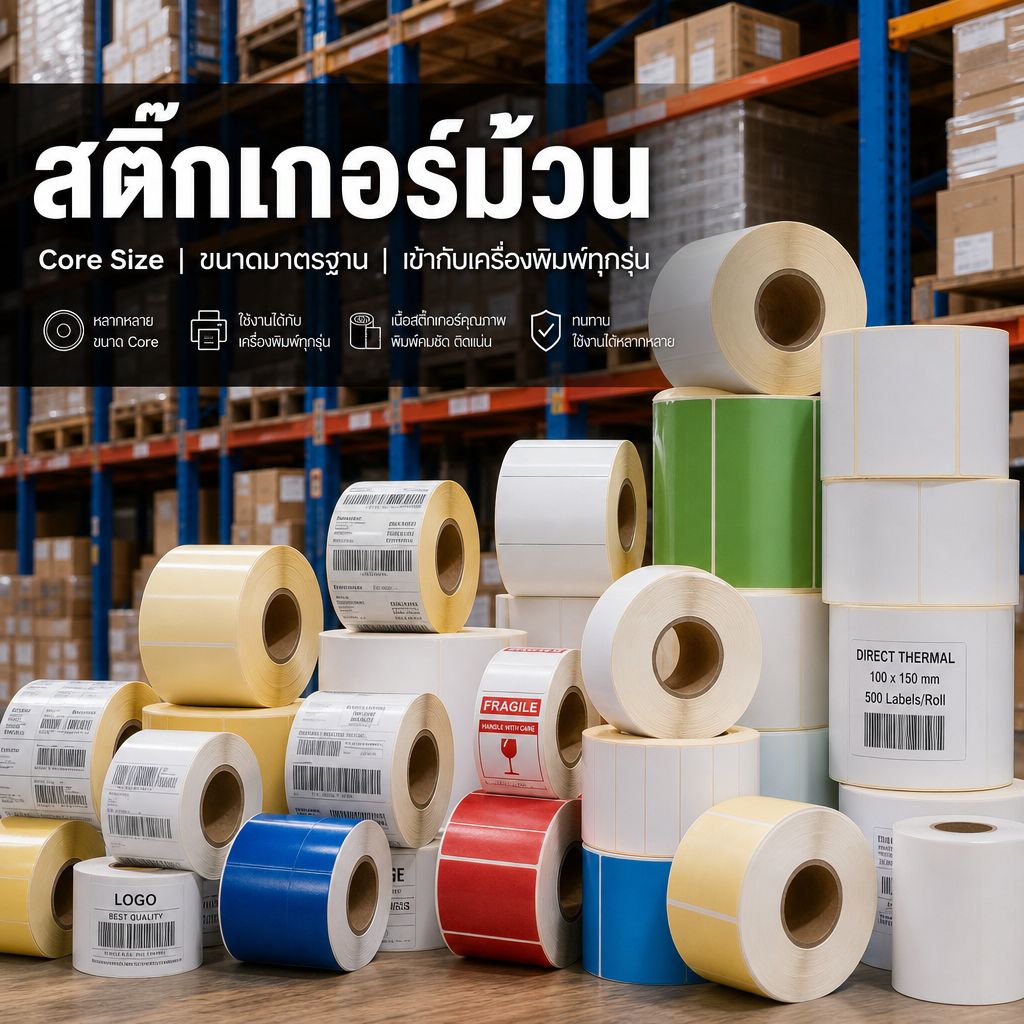 สติ๊กเกอร์ม้วน: มาตรฐาน Core Size ขนาด และวิธีเลือกซื้อให้เข้ากับเครื่องพิมพ์ label ของคุณ